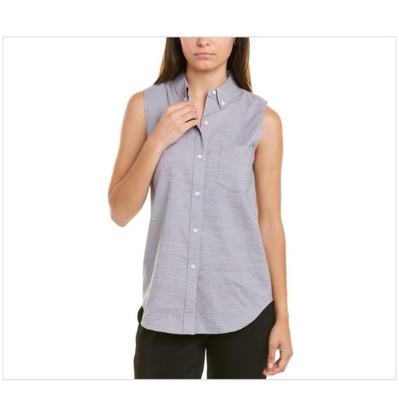 Theory Yarine Sharkskin Linen-Blend blouse Top shirt New size medium brand new - Picture 4 of 9